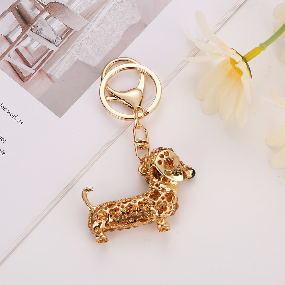 Rhinestone Dachshund Chinese Zodiac Animal Pet Bag Keychain Keychain Bag Pendant Pet Gift Ornaments