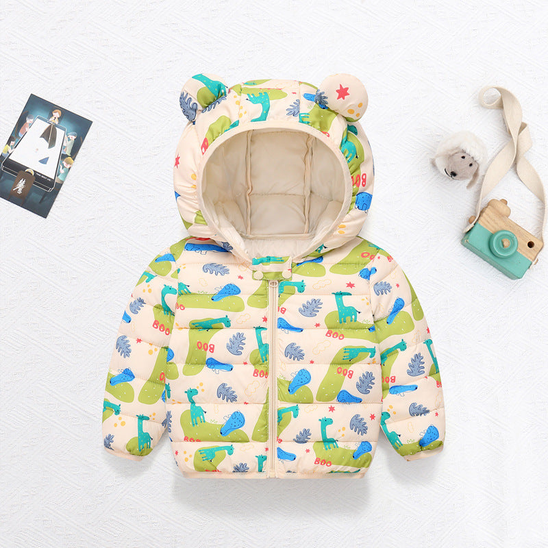 Foreign trade 2025 autumn and winter new cartoon children's down cotton jackets for boys and girls medium and large children's light baby jackets