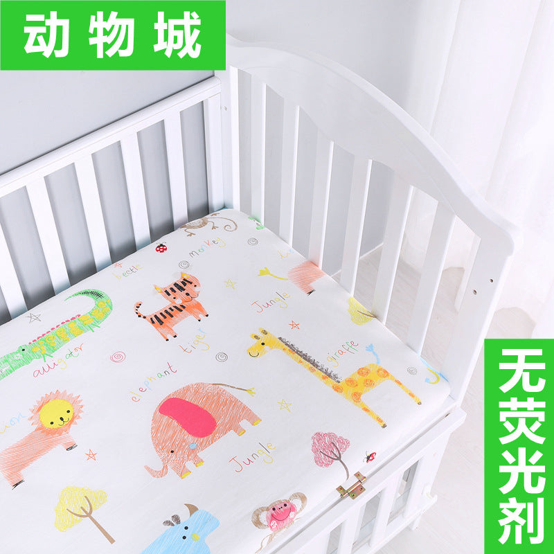 Foreign trade pure cotton crib bed sheet baby maternal and infant products ins children cartoon bed cover wholesale
