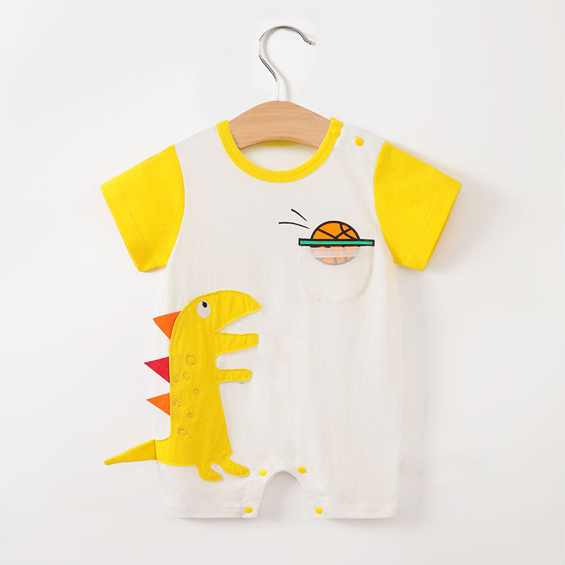 Baby jumpsuit summer clothes baby short-sleeved clothes ins style newborn cartoon animal crawling cotton romper