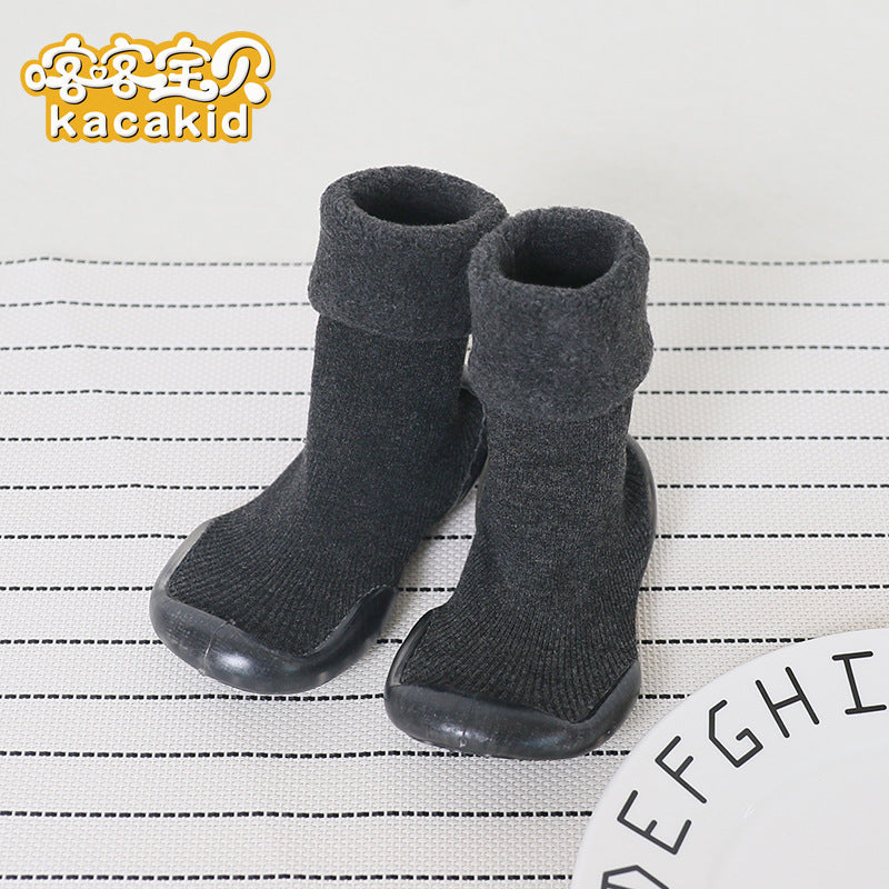 Anti-slip children's indoor shoes, baby floor shoes, outdoor rubber-soled children's shoes, toddler shoes, terry winter shoes and socks