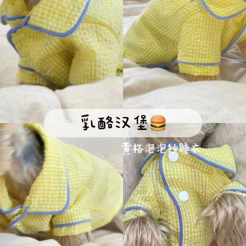 Pet spring and autumn thin dog pajamas puppy Bichon Maltese Schnauzer small fragrance style cat Teddy clothes