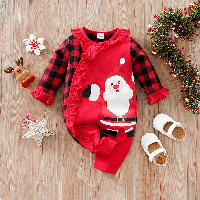 Autumn and winter Christmas baby jumpsuit baby clothes long-sleeved newborn crawling clothes baby Christmas clothing cross-border