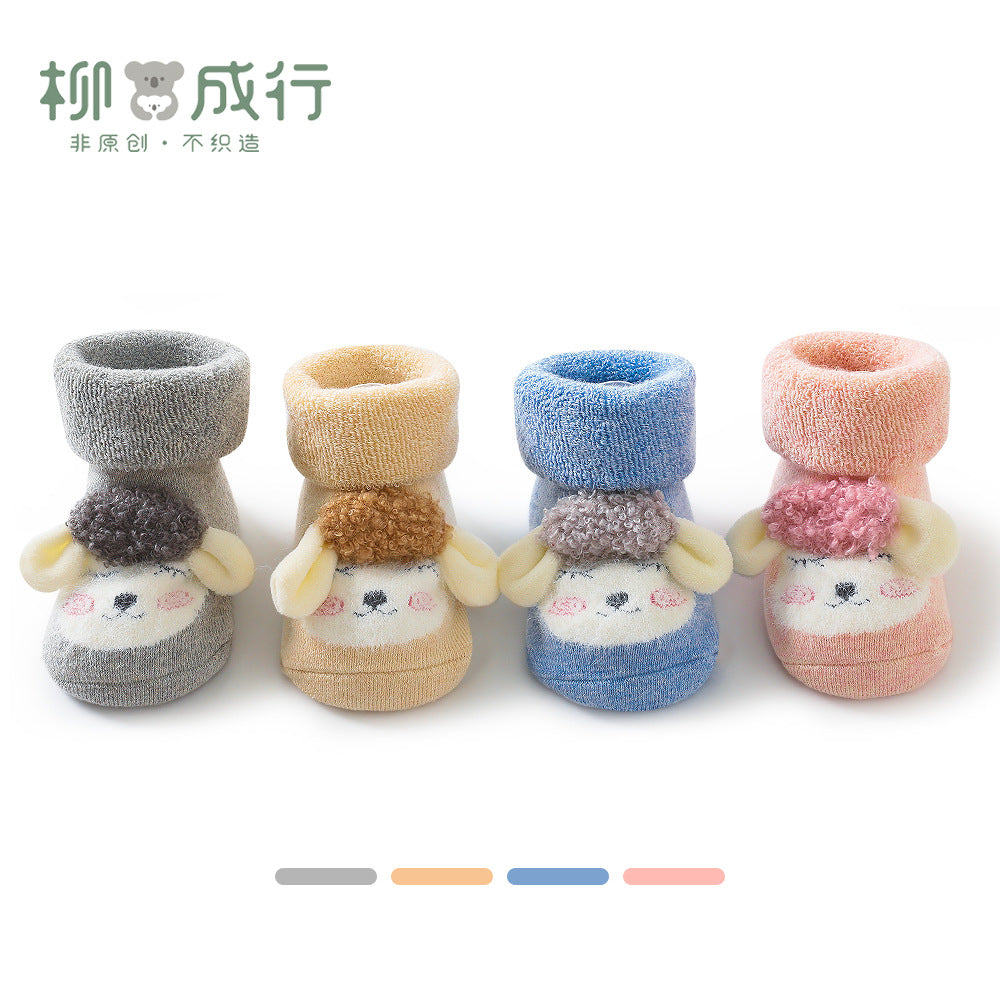 Liu Chenghang baby socks winter cartoon lamb thickened terry floor socks comfortable soft baby toddler socks wholesale