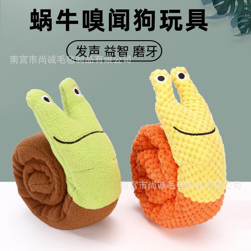 Pet Toy Sniffing Plush Snail Toy Teething Educational Sound Interactive Food Hiding and Bite Resistant Pet Supplies Toy