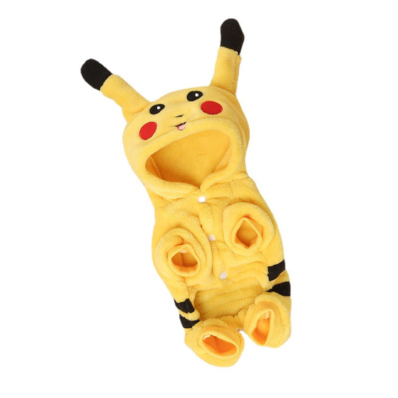 Puppy dog clothes Teddy French bulldog Corgi warm autumn and winter clothes puppy clothes Pikachu pet cat four-legged clothes