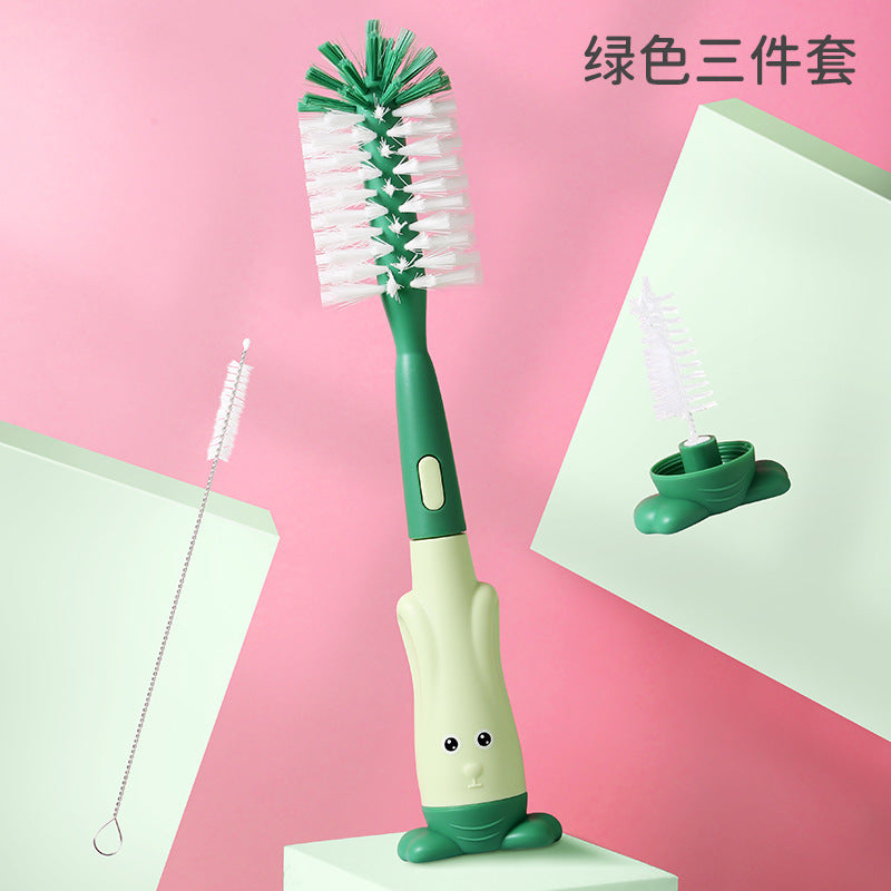 Baby bottle brush penguin three-in-one bottle brush straw brush pacifier brush set water cup cleaning brush spot wholesale