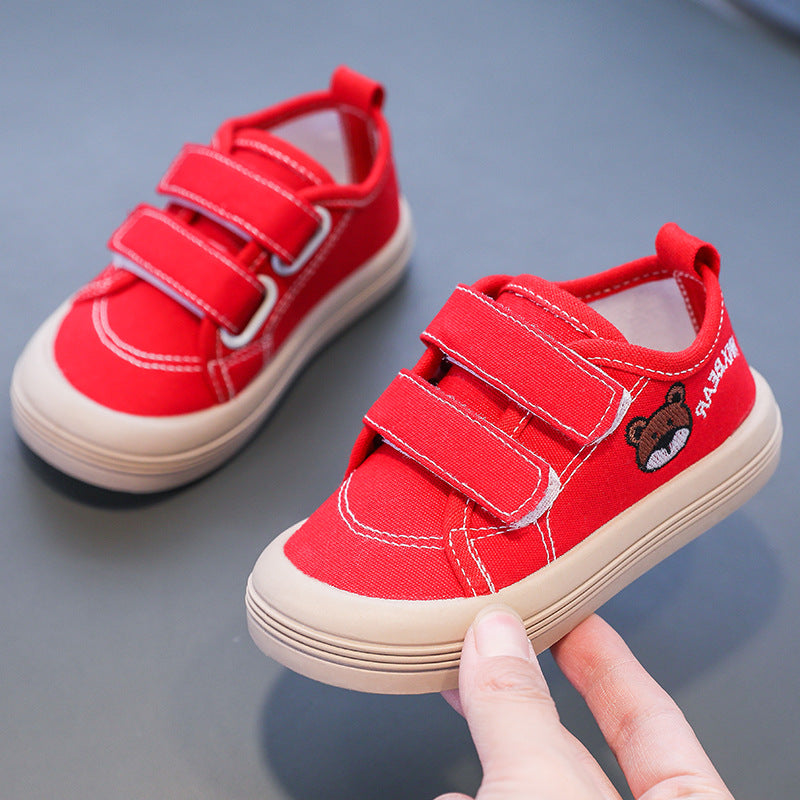 Children's shoes wholesale children's canvas shoes girls' skate shoes small and medium children's Velcro male baby kindergarten soft-soled indoor shoes