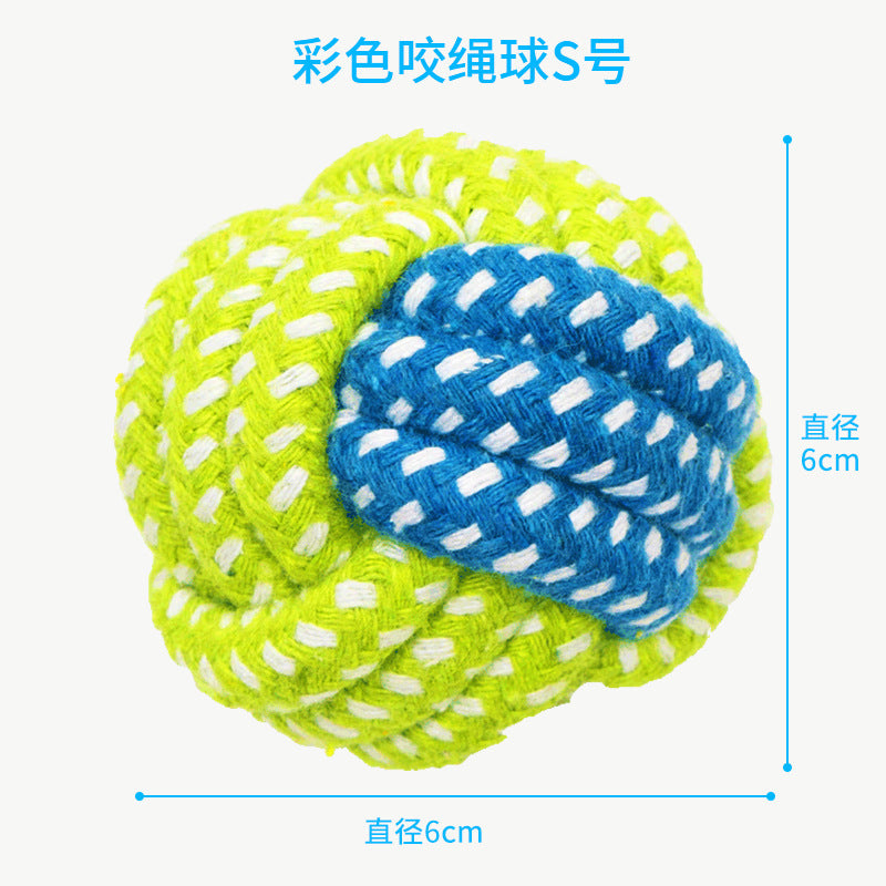 Dog bite rope pet teddy cotton rope knot ready stock wholesale toy ball knot pet toys pet supplies