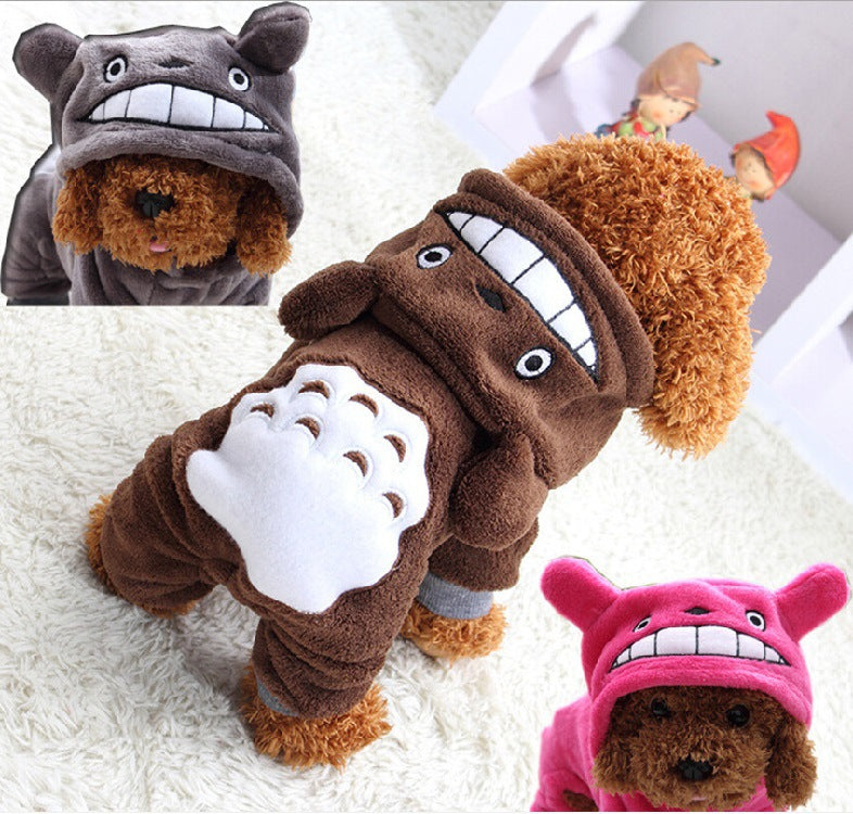 Cat Transformation Suit Teddy Small Dog Costume Warm Dog Clothes Pet Clothes Autumn and Winter Models Four-legged Hooded