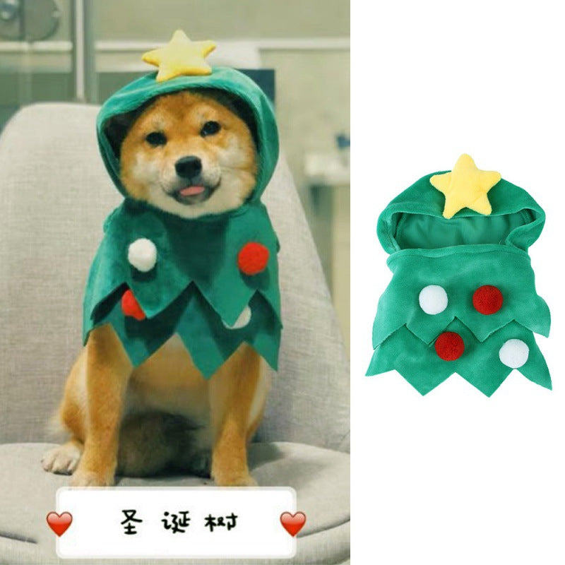 Amazon Pet Christmas Cape Hat Holiday Suit Dog Transformation Costume Christmas Dress Up Pet Clothes
