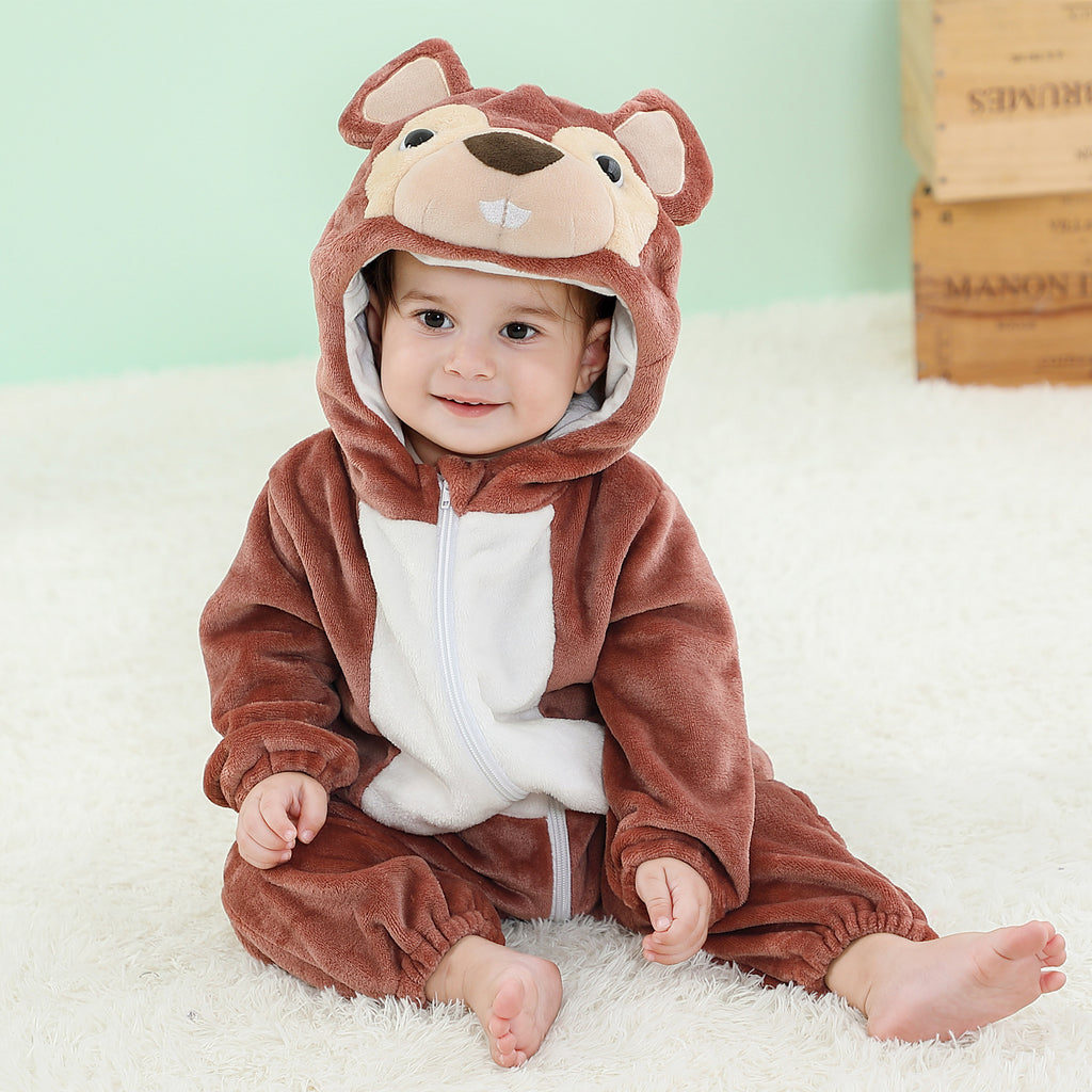 MICHLEY cross-border children's animal jumpsuits crawling clothes baby large size crawling clothes infant flannel crawling clothes