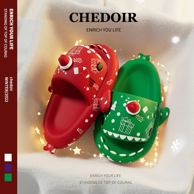 Cross-border popular Halloween luminous funny shark slippers, summer non-slip outdoor wear ins home indoor slippers for couples