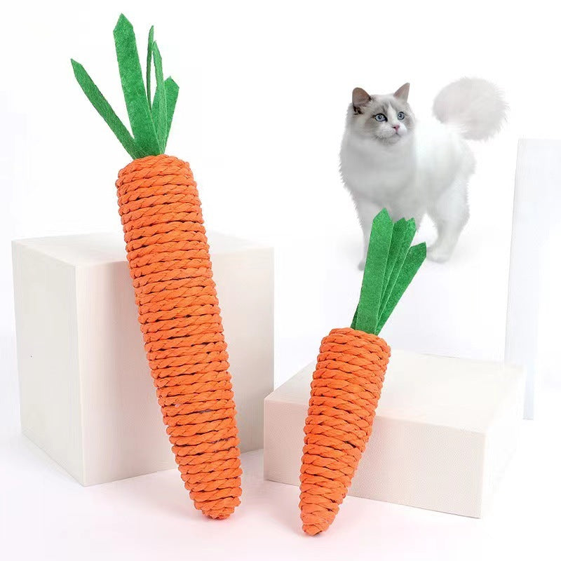 New cat toy carrot, bite-resistant built-in bell teething stick toy, boredom-relieving kitten pet supplies
