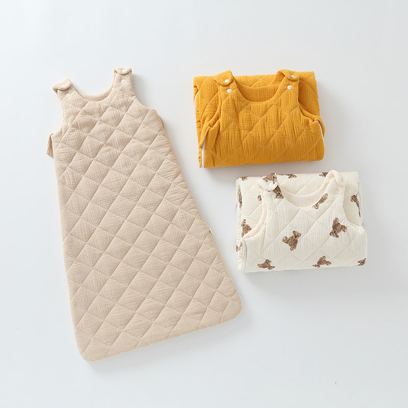 Baby Quilted Sleeping Bag Vest Style Autumn and Winter Thick Cotton Gauze Newborn Sleeping Bag Baby Anti-Kicking Quilt Breathable Soft