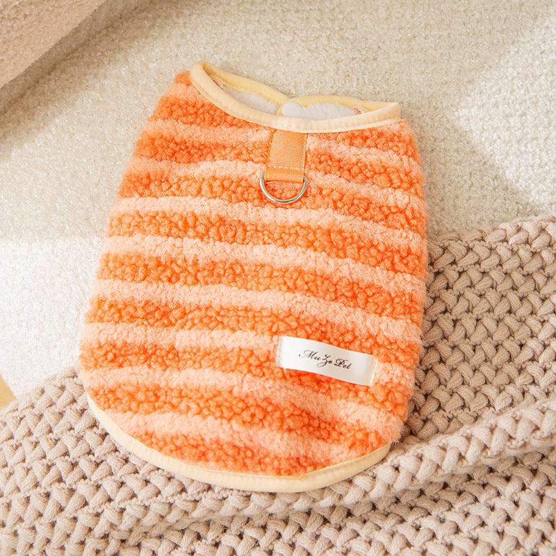 Thickened autumn and winter puppy dog clothes vest Teddy Bichon small dog can be pulled warm cat pet clothing