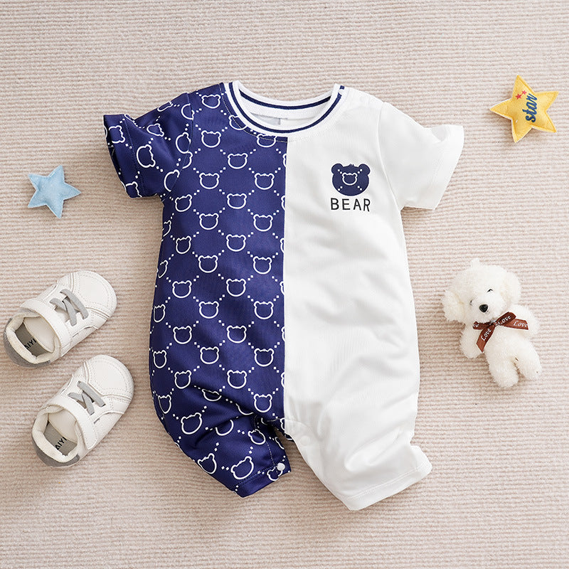 Category A baby clothes short-sleeved cotton cross-border summer foreign trade ins style baby short crawling jumpsuit one piece drop shipping