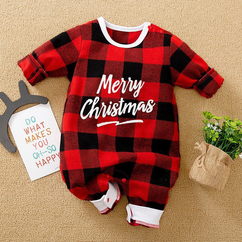Autumn and winter Christmas baby jumpsuit baby clothes long-sleeved newborn crawling clothes baby Christmas clothing cross-border
