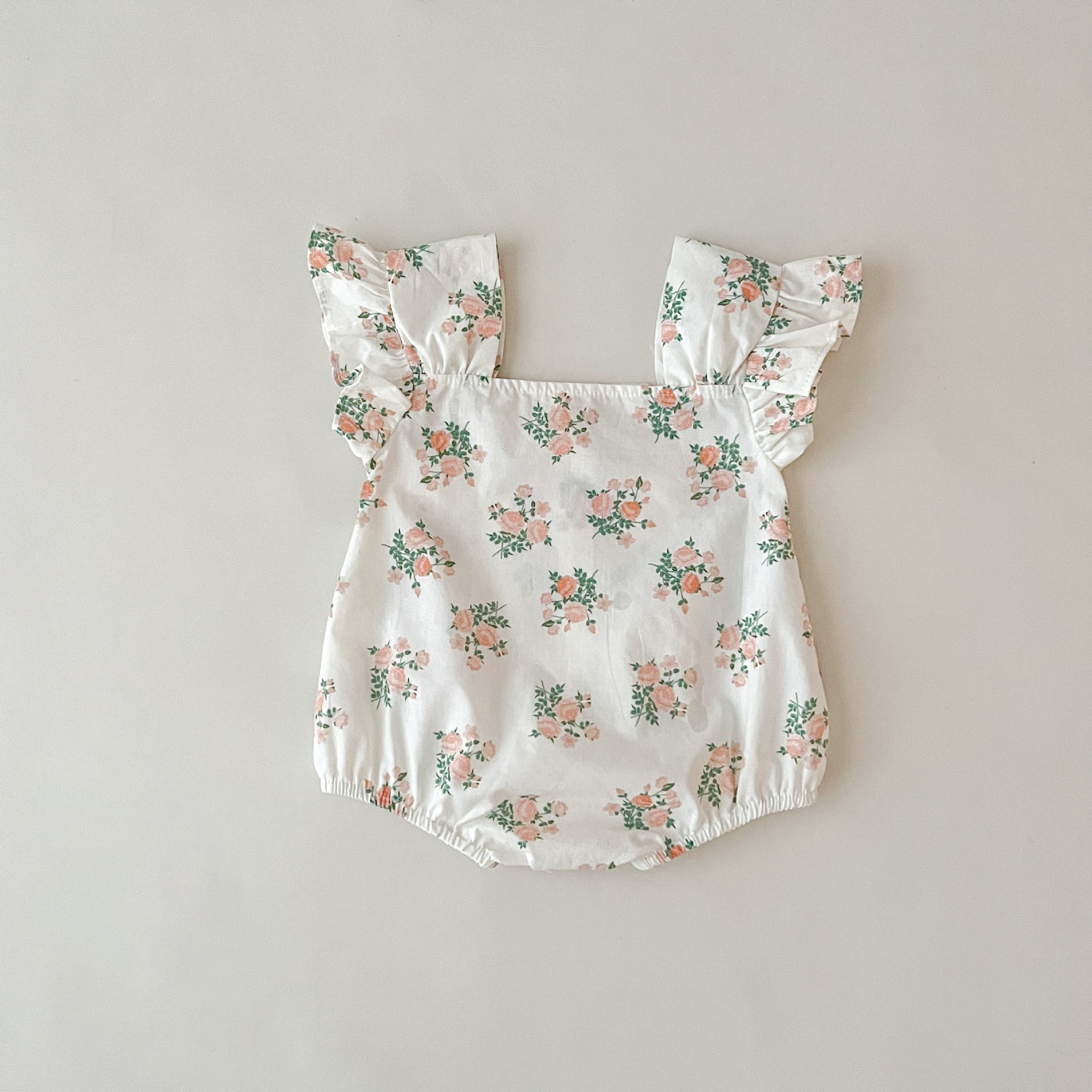 Ins baby summer new Korean version of the bag fart clothing female baby lace flying sleeve jumpsuit foreign style floral romper