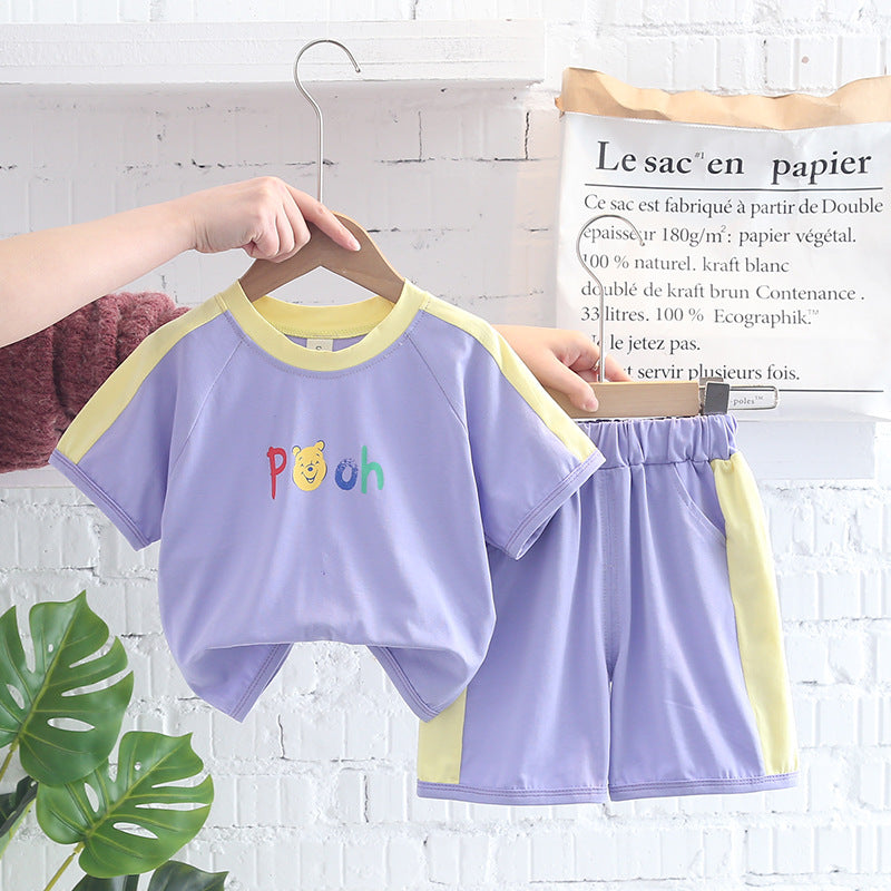 2023 children's clothing summer new style children's clothing boys baby infant suit T-shirt short-sleeved two-piece suit Korean version cross-border