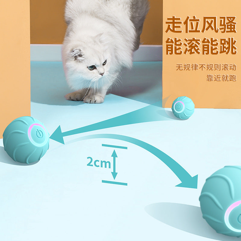 Amazon cross-border smart rolling ball pet cat owner interactive toy bouncing ball self-pleasure funny cat jumping ball