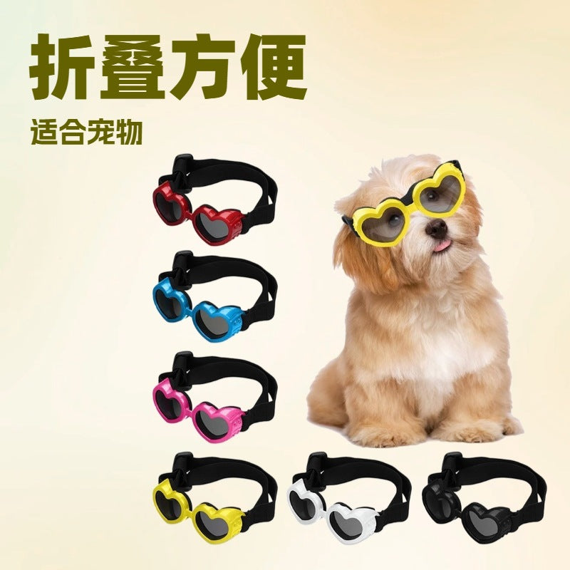 Pet glasses dog cat sunglasses universal white anti-ultraviolet windproof love goggles clothes accessories