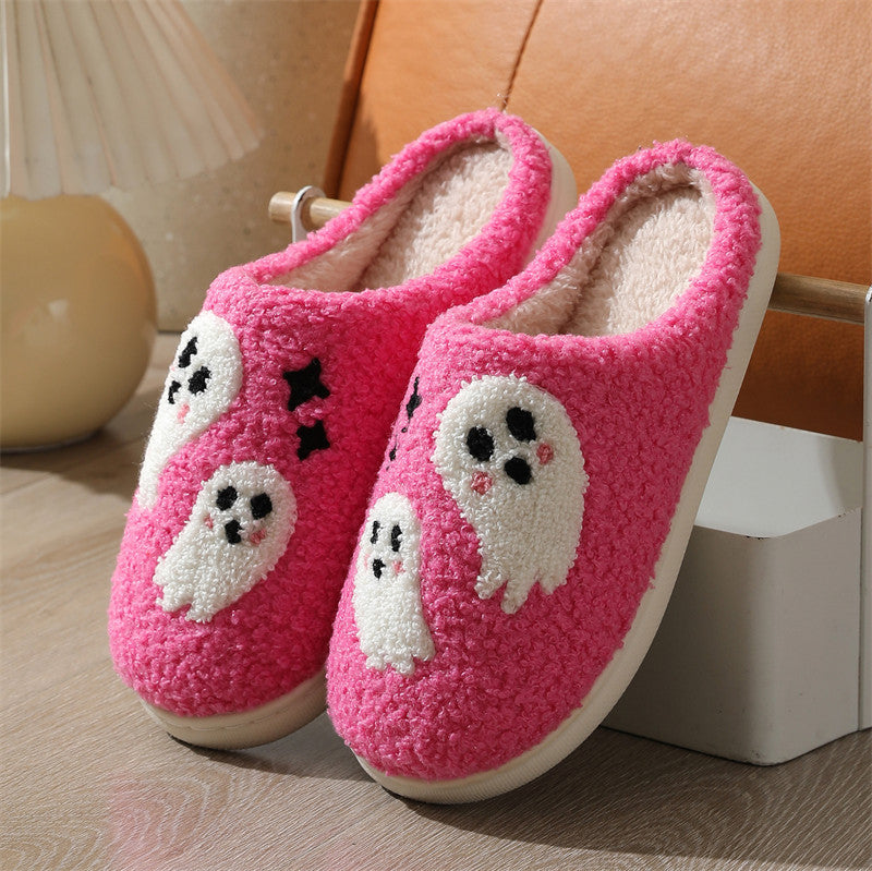Halloween cross-border mushroom hot sale winter peach heart cotton slippers women wholesale indoor home rainbow plush warm slippers