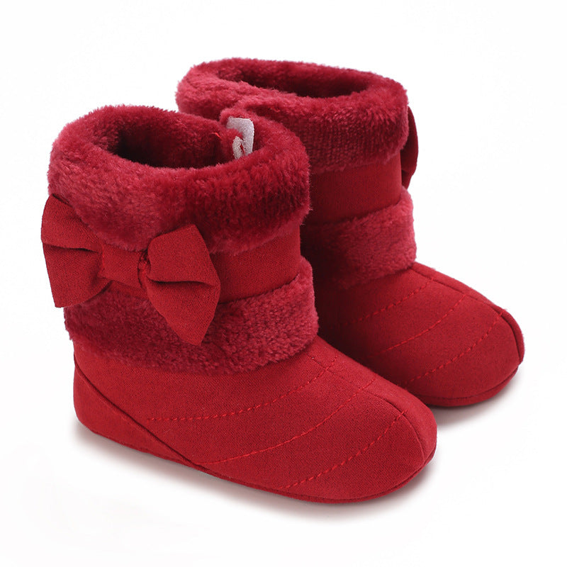 0-1 year old baby warm versatile baby girl autumn princess new year shoes soft sole shoes winter festive