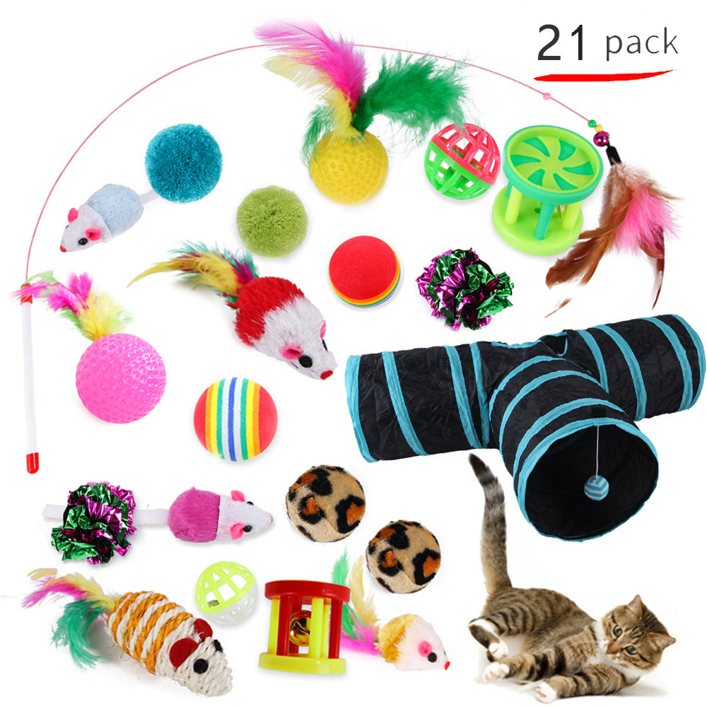 Summary of pet cat toy set 21 pieces cat channel cat teaser plush mouse Amazon combination toy