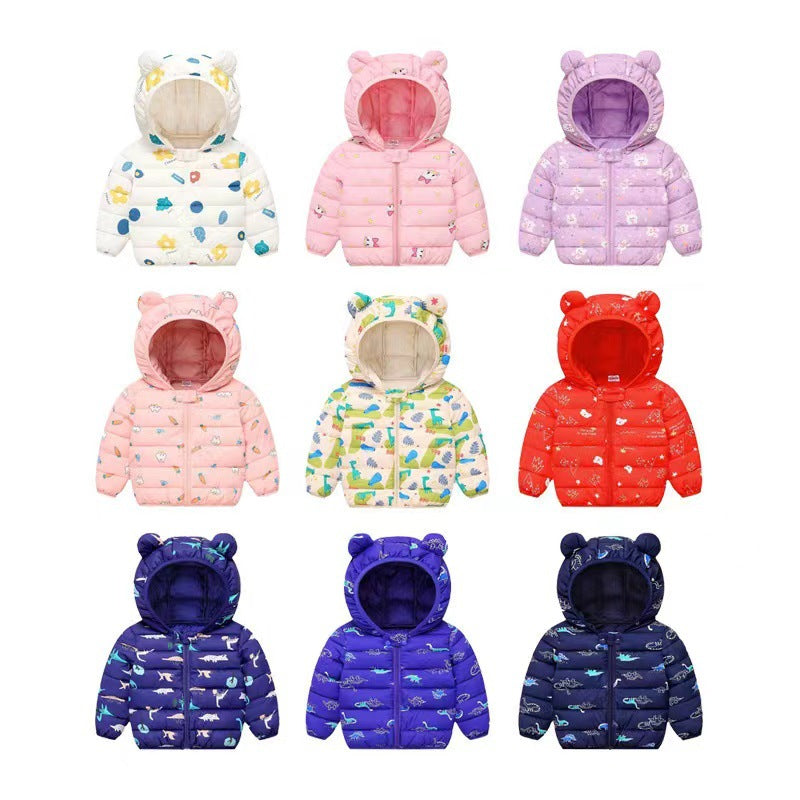 Foreign trade 2025 autumn and winter new cartoon children's down cotton jackets for boys and girls medium and large children's light baby jackets