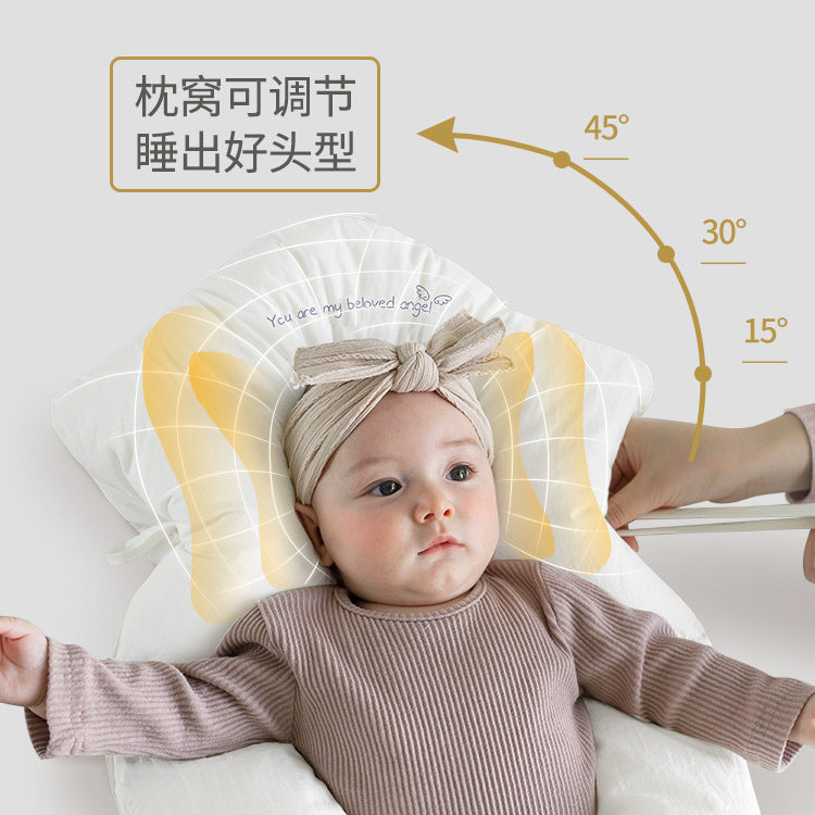 Cross-border product newborn baby shaping pillow 0-18 months old baby anti-tilt head flat head sleeping artifact