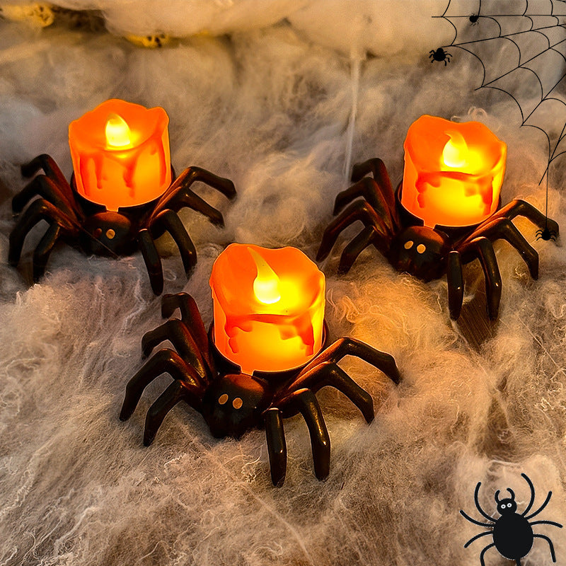 Halloween spider candle light LED electronic luminous night light party atmosphere decoration ornaments photo props