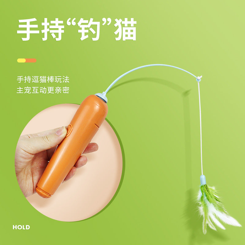 Pet electric cat teaser rod feather fishing rod rotating cat turntable cat special toy self-hi play plate cat teaser ball