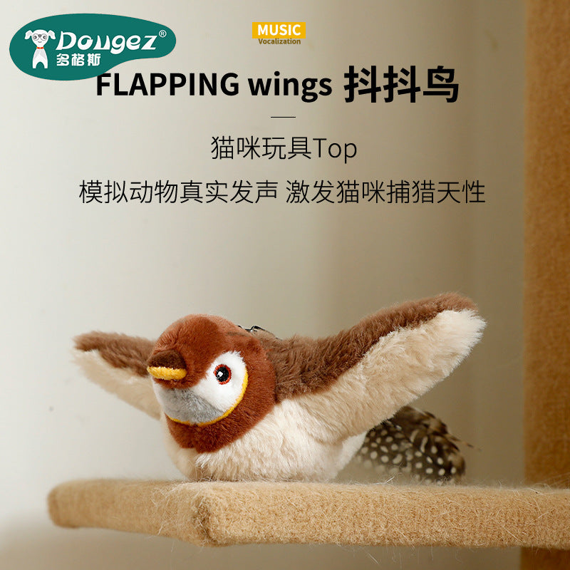 Popular pet plush toys flapping sound shaking bird electric cat toy pet self-hilarious simulation fish swinging wing bird