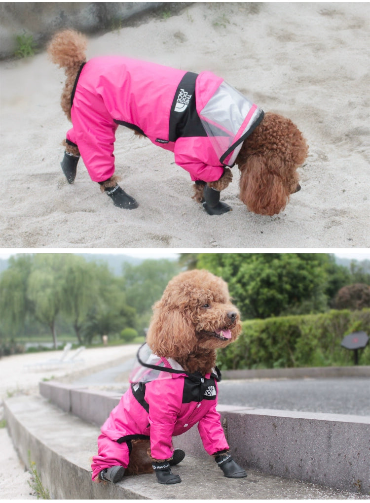 Puppy raincoat four-legged all-inclusive medium dog small dog rainy weather clothes pet rain cape
