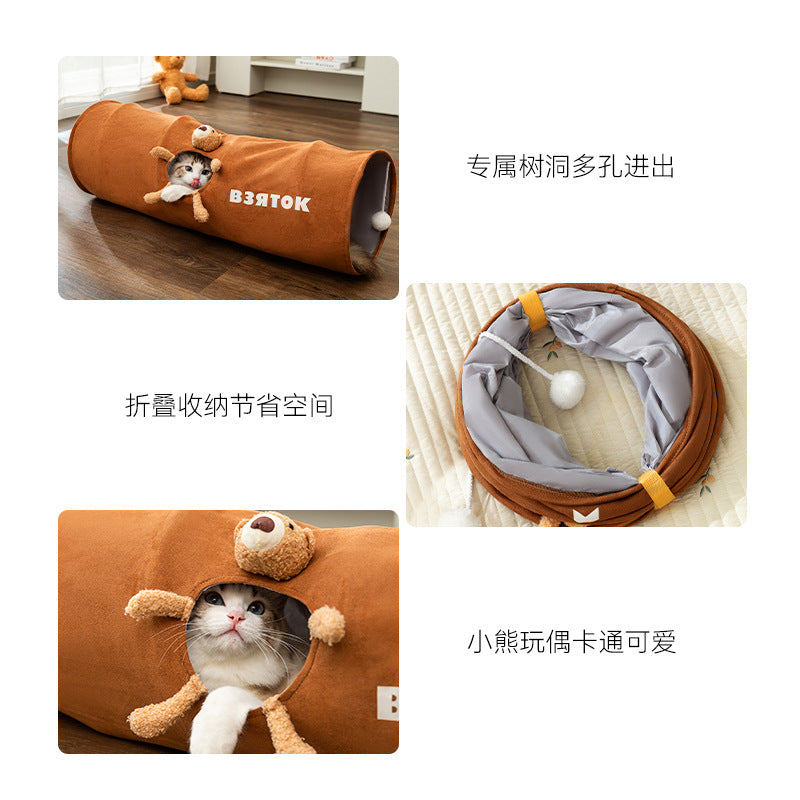 Cat Tunnel Cartoon Straight Foldable Cat Toy Self-Entertainment Easy Storage Boredom Relief Cat Channel Pet Supplies Wholesale