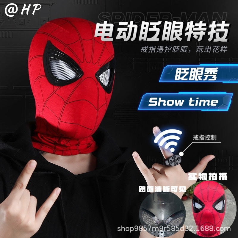 [Same Style on Douyin] Halloween Spider-Man Headgear Electric Luminous Mask Blinking Helmet High-tech Mask