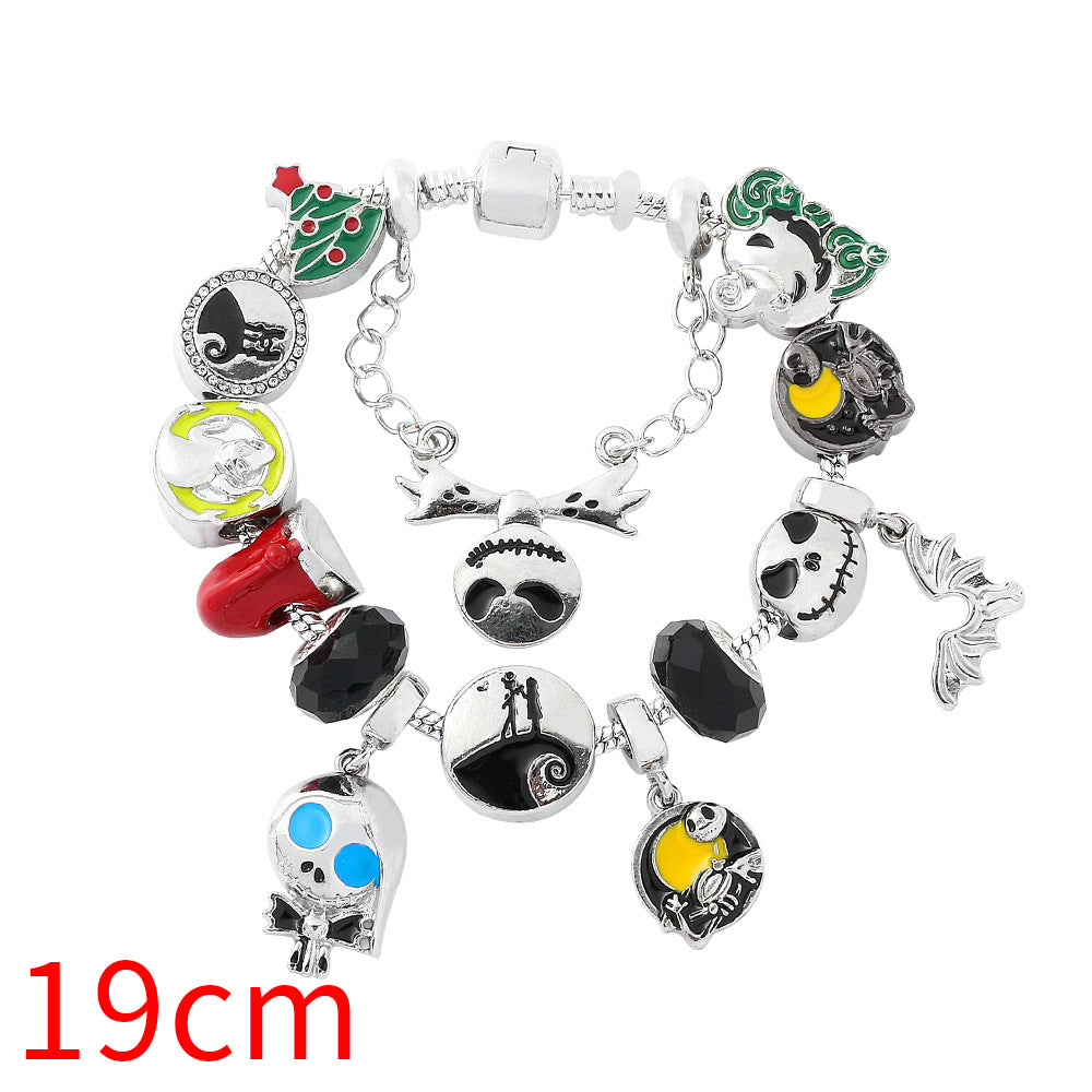 Amazon New Halloween Combination Bracelet Pumpkin Head Spider Bat Ghost Pendant Holiday Decoration Gift