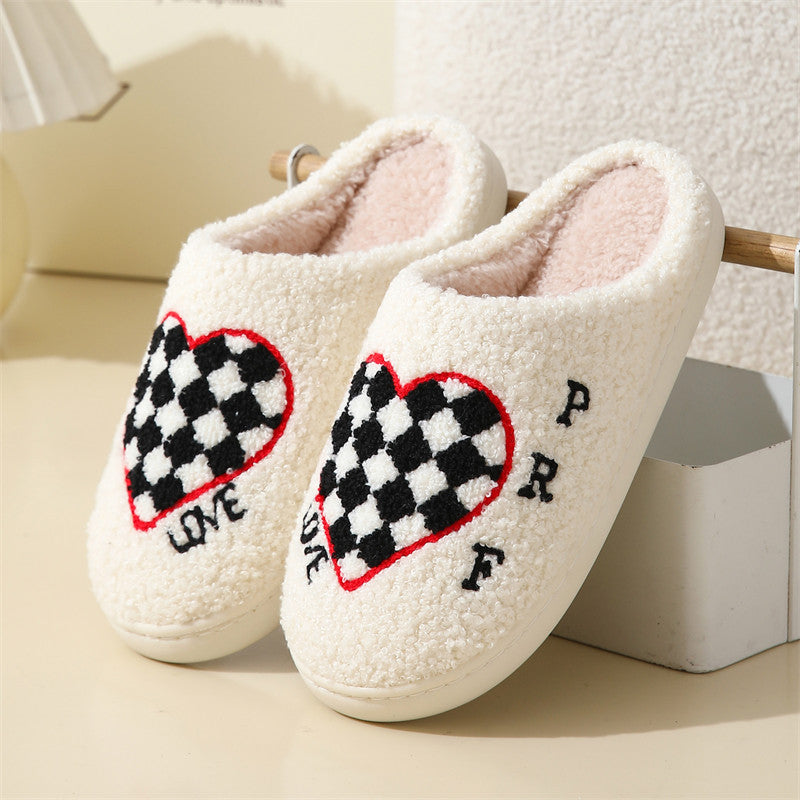 Halloween cross-border mushroom hot sale winter peach heart cotton slippers women wholesale indoor home rainbow plush warm slippers