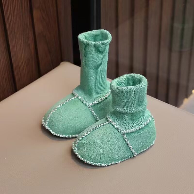 Baby toddler shoes soft sole winter 0-1 years old warm imitation sheepskin fur integrated baby shoes floor socks indoor shoes