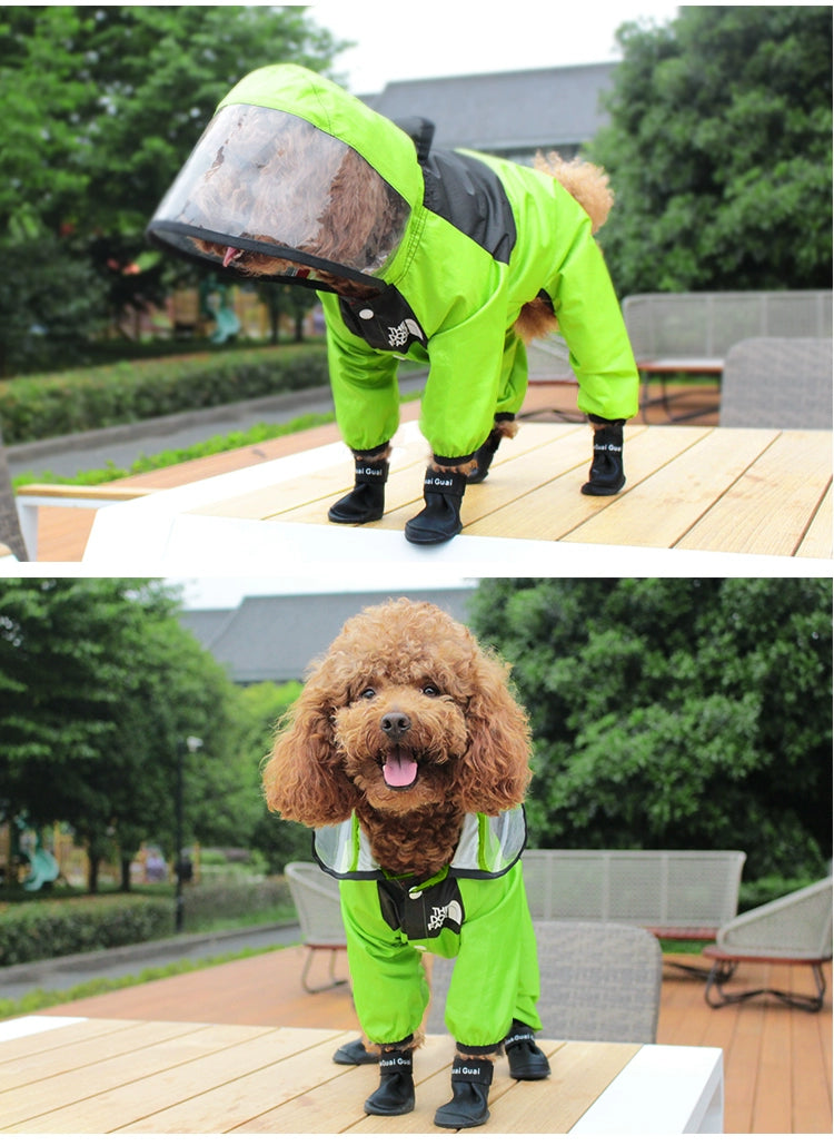 Puppy raincoat four-legged all-inclusive medium dog small dog rainy weather clothes pet rain cape
