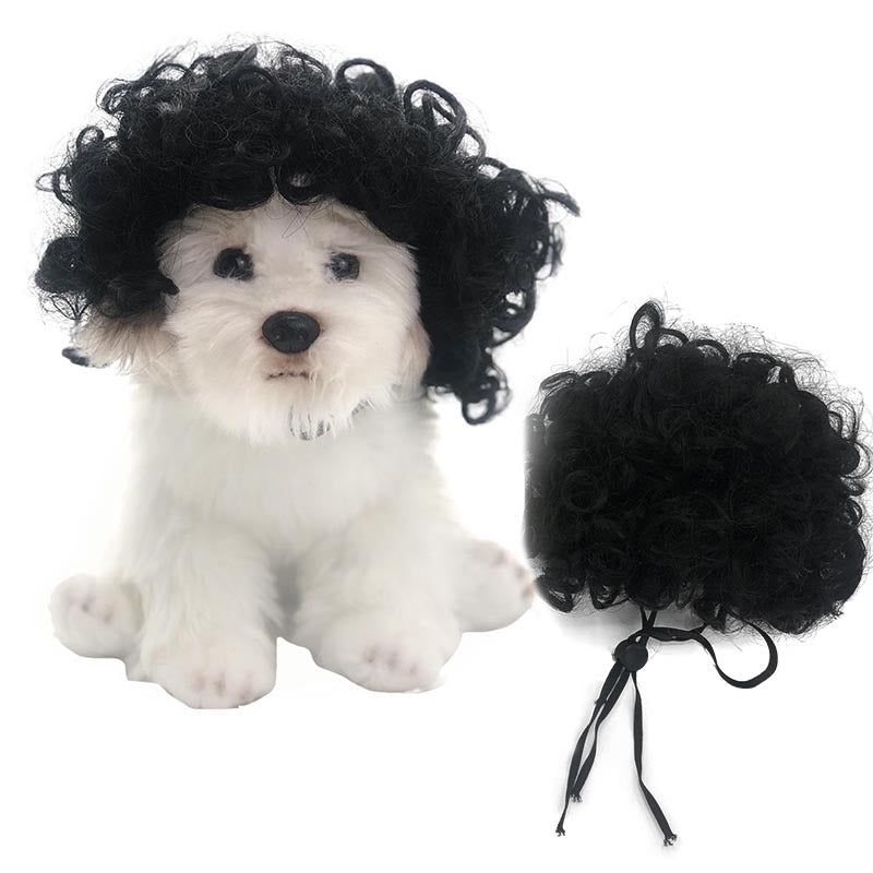Factory direct sales cross-border pet hot-selling pet wigs dog wigs Halloween pet accessories curly hair straight hair