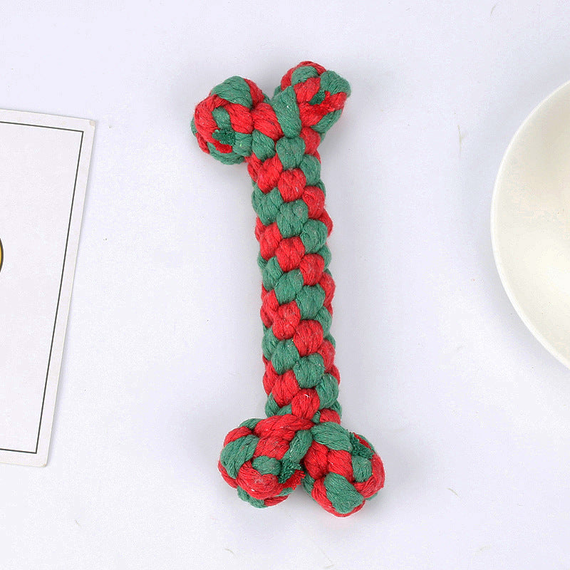 Amazon hot selling pet cotton rope dog toy braided bone shape pet supplies chew-resistant teething dog toy