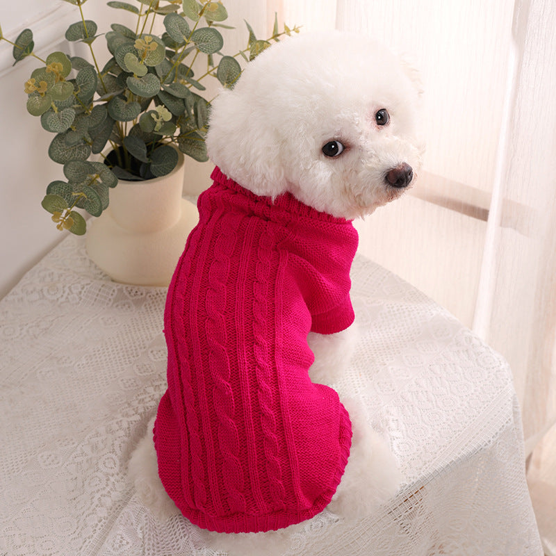 Amazon Pet Sweater Autumn and Winter Solid Color Small Dog Teddy Dog Sweater Pet Puppy Dog Clothes Wholesale