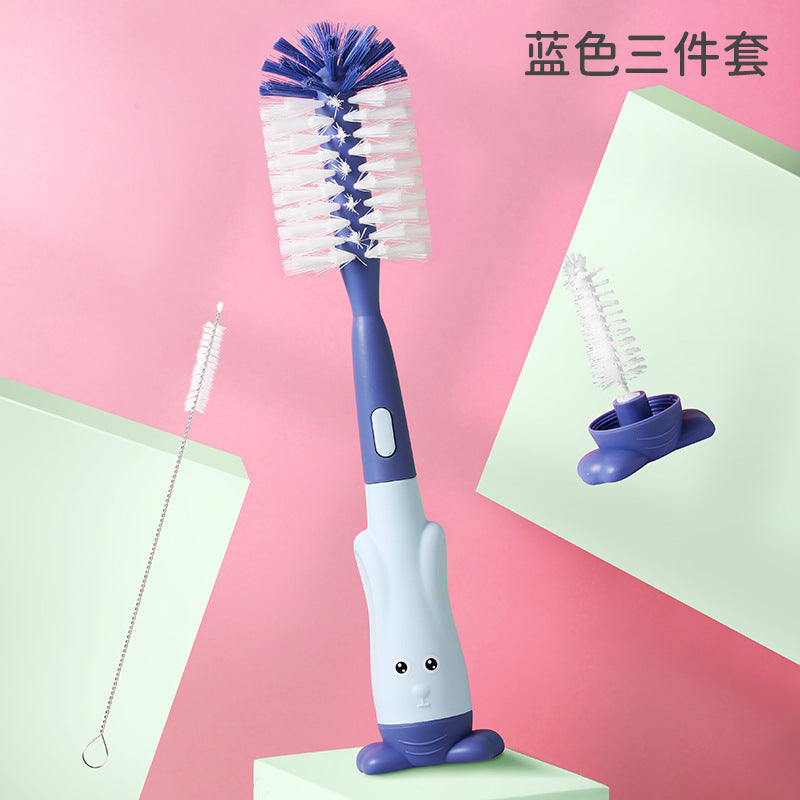 Baby bottle brush penguin three-in-one bottle brush straw brush pacifier brush set water cup cleaning brush spot wholesale