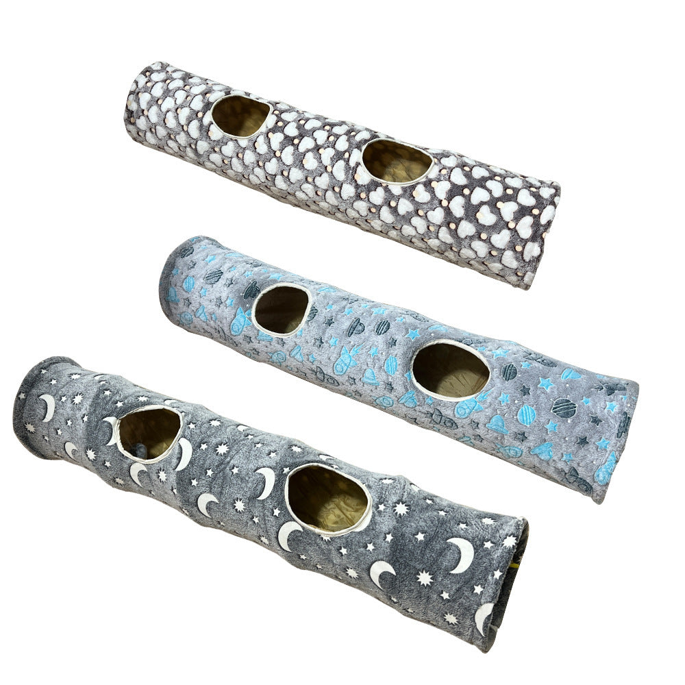 Cross-border hot-selling straight tube luminous cat tunnel self-hilarious hide-and-seek toy foldable pet supplies manufacturers wholesale