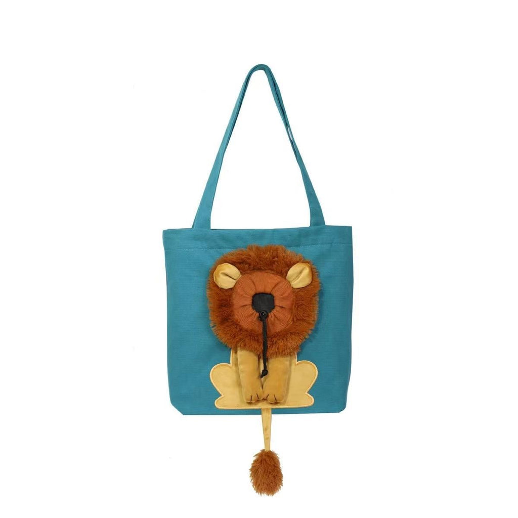New small lion-shaped shoulder bag with exposed head Cat and dog small pet canvas travel bag pet bag