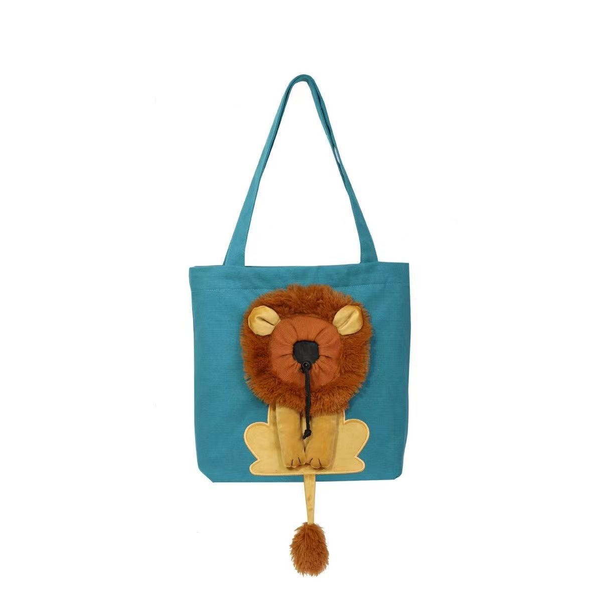 New small lion-shaped shoulder bag with exposed head Cat and dog small pet canvas travel bag pet bag