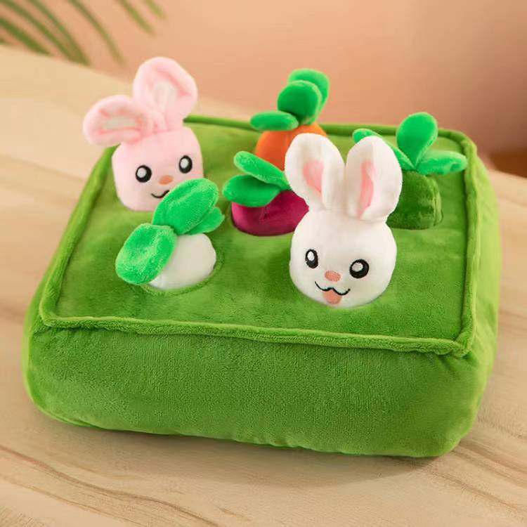 Cross-border radish pulling plush toy pet chewing toy fruit and vegetable field picking mushroom eggplant field parent-child doll