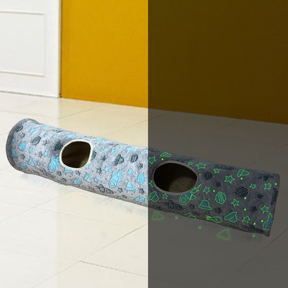 Cross-border hot-selling straight tube luminous cat tunnel self-hilarious hide-and-seek toy foldable pet supplies manufacturers wholesale